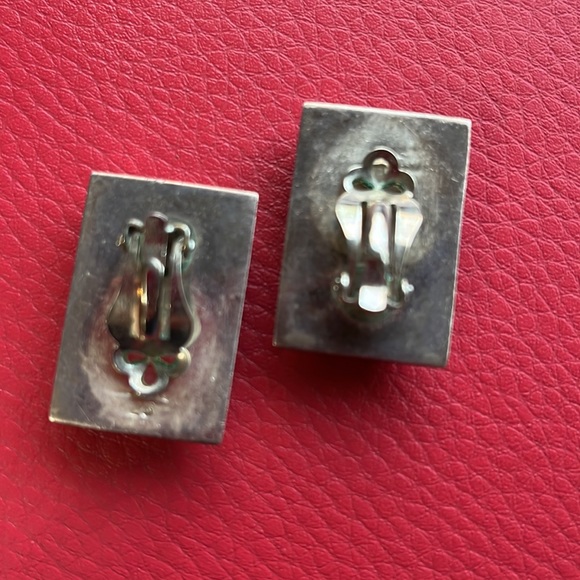 Sterling silver Lapis clip-on earrings - Picture 3 of 3